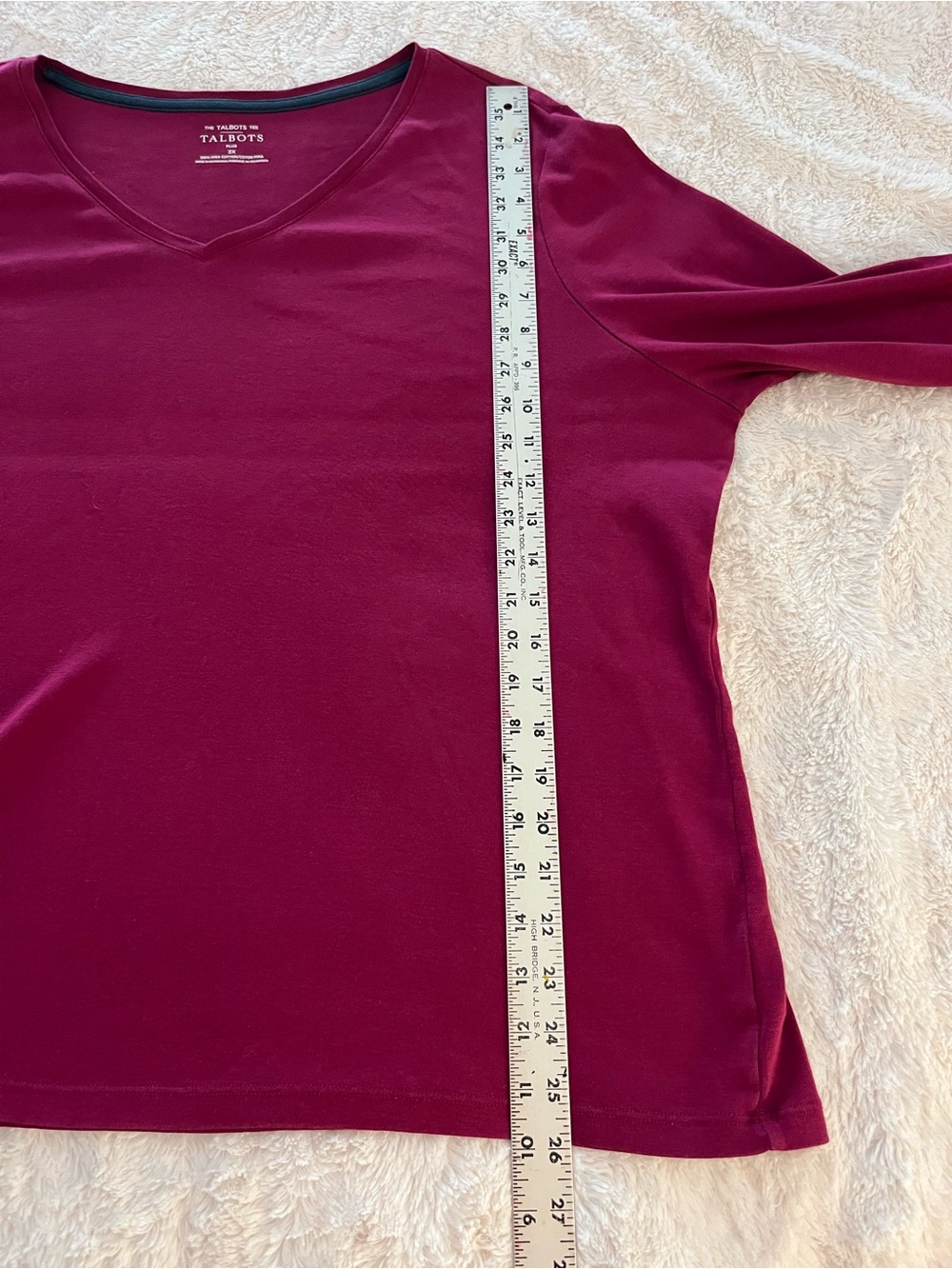 Talbots Long Sleeve V-Neck Top in Raspberry - Picture 4 of 6